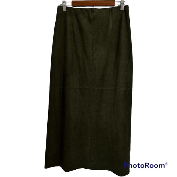 Finity Womens Maxi Length Forest Green Faux Suede Elastic Comfort Waist Size M - Picture 2 of 8